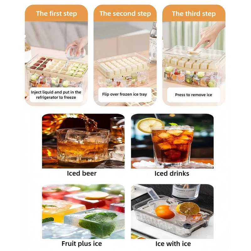 Ice Tray、Ice Cube Tray, Square Ice with Airtight Lid (56