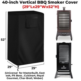 40-inch Vertical Smoker Cover, Compatible with Most of Vertical Smoker (29"Lx29"Wx52"H), Heavy-duty and Weather-resistant Oxford Fabric with Adjustable Drawstring