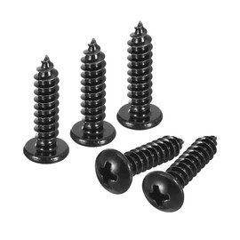sourcing map 5mm x 20mm Phillips Pan Head Self-tapping Screw, 50pcs - 304 Stainless Steel Round Head Wood Screw Full Thread (Black)