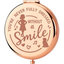 KEYCHIN Orphans Annie Pocket Mirror Musical Gifts You're Never Fully Dressed Without A Smile Annie Compact Makeup Mirror(Without A Smile-RG)