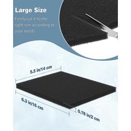 Pawfly 4 Pack Aquarium Filter Media Pad for Aquarium Filter Media Sponge Filter Cotton Roll for Swamps Ponds Hydroponics Black Foam Wadding for Water Filtration, 16 cm L x 14 cm W
