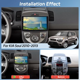 [2+64G] NHOPEEW Car Radio for KIA Soul 2010-2013 - Wireless CarPlay and Android Auto - 9 Inch Touchscreen Android Car Stereo with DSP/WiFi/GPS/Bluetooth/SWC/Mirror Link + AHD Backup Camera