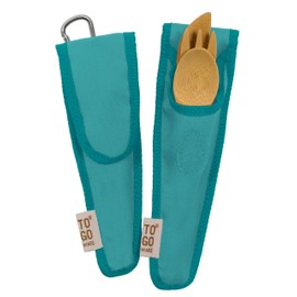 To Go Ware KIDS Bamboo Utensil Set with Recycled PET Carrying Case, Berry Blue