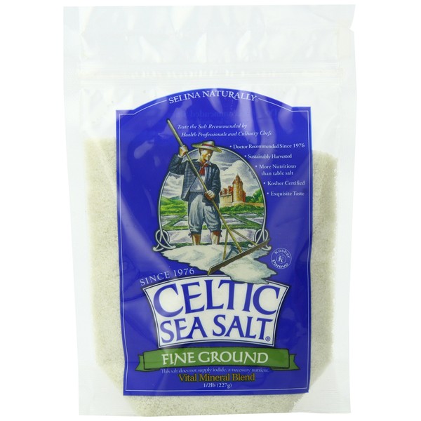 Celtic Sea Salt®, Fine Ground, 8 Ounce Resealable Bag, PACK OF 6