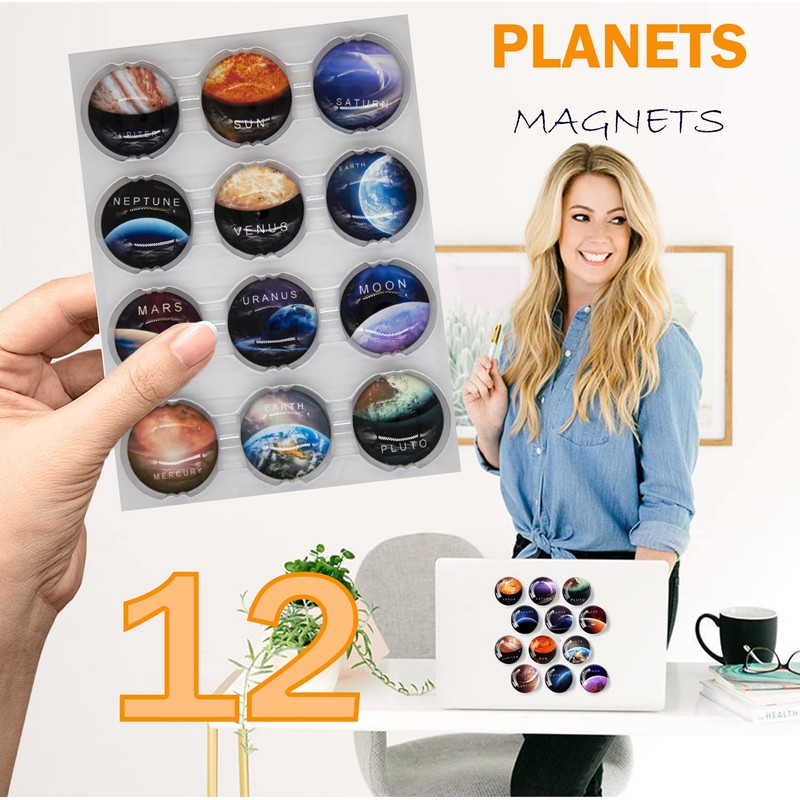 Gremart Planet Magnets for Fridge Whiteboard Decorative Locker Glass 12