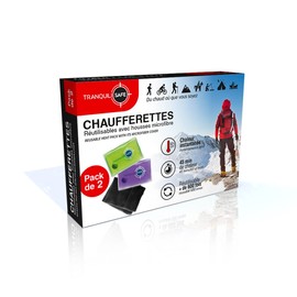 TRANQUILISAFE ® - 2 Pocket Heat Pack bundle - hand warmers - Reusable and handy - 11x8cm - Instant Heat pack - Ideal for winter (ski, hikes, golf .) –comes with free microfibre cover