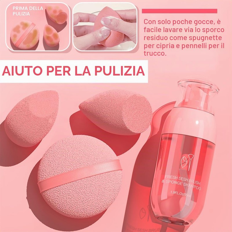 Detergente per pennelli da trucco, 55 ml, shampoo e detergente