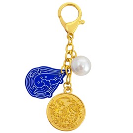 Llavero de amuleto de la riqueza anual de Feng Shui 2026 W5733, Azul, 11.3*3.5cm/4.44*1.37in