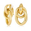 FILMOON Gold Geometric Clip On Earrings for Women 18K Chunky Gold Knot Link Clip Earrings Trendy Jewelry