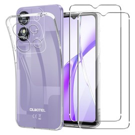 MEMELOKA Case for OUKITEL C57 Pro/OUKITEL C57s with 2 Protective Film (Tempered Glass), Ultra Thin Transparent Anti-Yellowing Soft TPU Protective Case [Anti-Scratch] [Anti-Fingerprint]