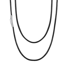 U7 Black Choker Necklace For Men Women 2mm Wide Woven Wax Rope Necklace For Pendant Length 26 Inch