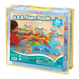Educational Insights New - Educational Insights USA Foam Map Floor Puzzle: 54 Pcs - Ages 3-8