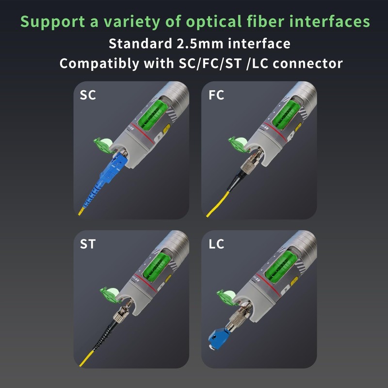 Visual Fault Locator for Fiber Optic Cables, VFL Supports FC/ST/SC/LC