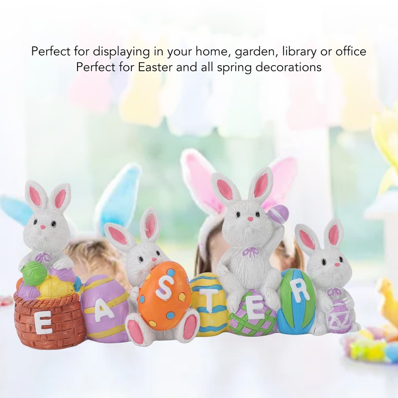 Easter Rabbit Decoration Multipurpose Vivid Cute Hand Painted Resin Rabbit