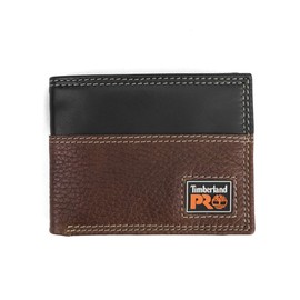 Timberland PRO Men's Slim Leather RFID Bifold Wallet with Back ID Window, Teak, One Size