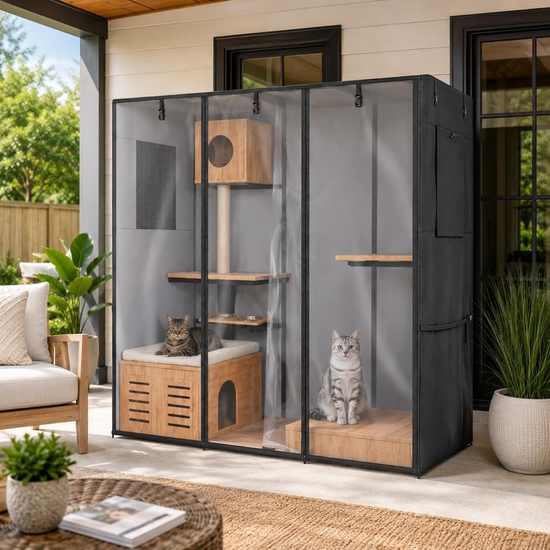 Outdoor Large Cat Enclosure Cover, Waterproof Walk-in Cat Kennel Cover