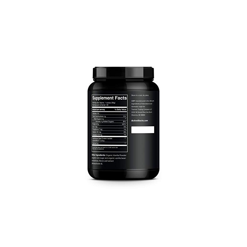 Active Stacks Beef Protein Powder, Vanilla - Dairy Free with