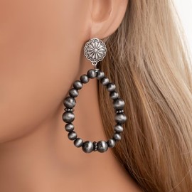 Blue Drop Navajo Pearl Earrings for Women Western Cowboy Cowgirl Turquoise Beaded Drop Dangle Earrings Vintage Ethnic Boho Western Jewelry for Women