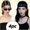 2 Pcs Women Black Grommet Headbands, Elastic Studded Headband with