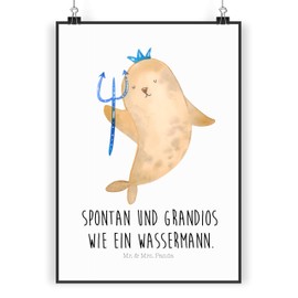 Mr. & Mrs. Panda Poster DIN A5 Zodiac Sign Aquarius - Gift, Picture, Birthday January, Astrology, Gift February, Horoscope, Zodiac Signs, Birthday February, Ascendent, Sea Gift