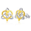 Gold Heart Earrings 925 Sterling Silver Celtic Love Heart Stud