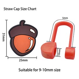 Thanksgiving Straw Cover Cap,12 PCS Silicone Straw Caps Reusable Straw Cover Cap for 10mm Straw Accessories,Fall Season Straw Cover Fits 30 40 Oz Tumblers,Dust-Proof Straw Tips Lids Decoration