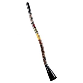 51" Synthetic Didgeridoo, S-Shaped Body in Black with Hand Painted Native Design- NOT MADE IN CHINA - Creates Distinctive Australian Drone Note, 2-Year Warranty