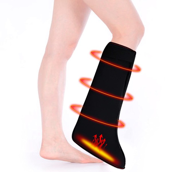 17.3In Ultralong Leg Warmer for Foot Ankle Calf, Wearable Electric Foot Warmer Bootie Large Zipper Opening Carbon Fiber Heated Calf Warmer for Circulation, Pain and Swollen Relief