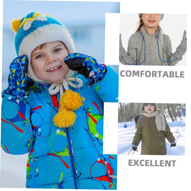 LIFKOME Kids Winter Gloves Black Toddler Glove Straps Mitten Clips