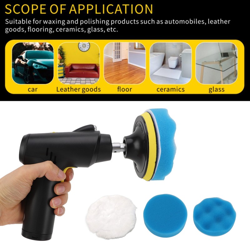 Cordless Buffer Polisher USB Rechargeable 3 Speeds Adjustable Portable Electric