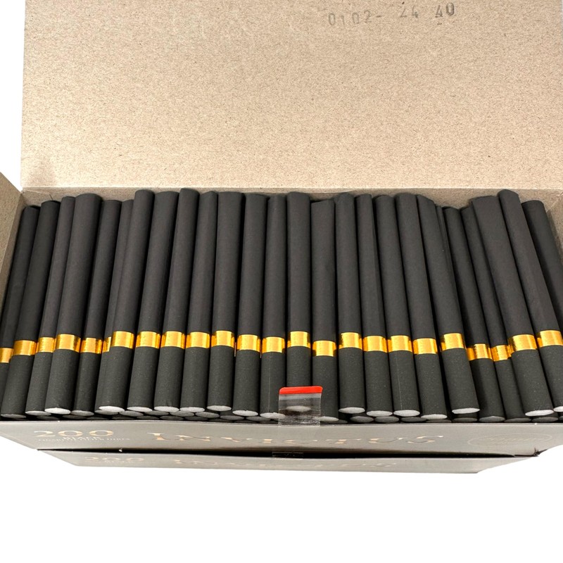 Black Empty Regular 20mm Filter Tubes with Golden Ring -