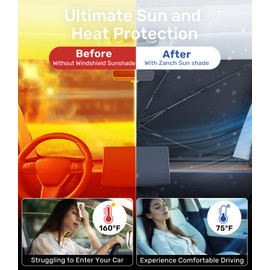 Zanch 2025 Upgraded Windshield Sun Shade Umbrella – Blocks 99% UV Rays, Superior Heat Insulation, Keeps Car Cool, Protects Interior & Privacy, Fits Cars and SUVs, Medium 57''x32''