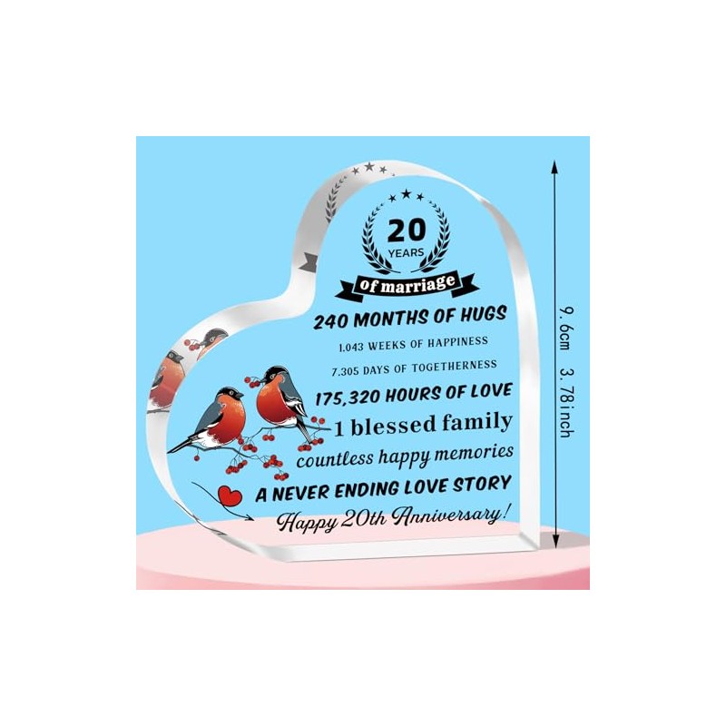 QMVMV 20th Anniversary Acrylic Plaque for Him and Her -