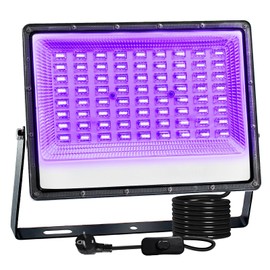 UV Black Light Spotlight 150 W, LED Black Light Lamp IP66 Waterproof UV Floodlight with Plug, UV Floodlight for Glow Party, Blacklight Party, Bar, Disco