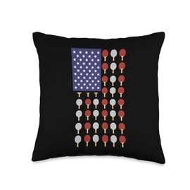 Table Tennis Ping Pong American Flag Cool Sports Lover Gifts Throw Pillow