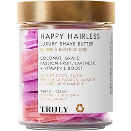 Truly Manteca de afeitar sin pelo Beauty Happy: crema de afeitar natural para mujeres, aceite de coco y más para una piel suave y nutrida - 2 fl oz