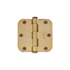 Emtek 96133US 3-1/2" x 3-1/2" 5/8" Radius Corners Residential Plain Bearing Hinges (Pair), Solid Brass - French Antique (US7)