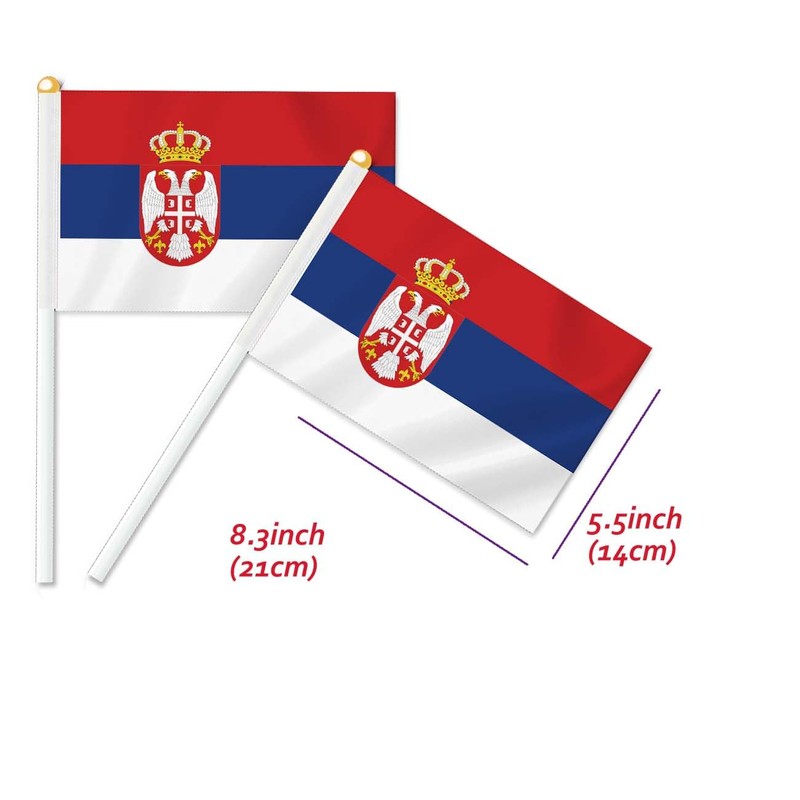 Pack of 25 Serbia Handheld Flag, Serbian People Decor Hand