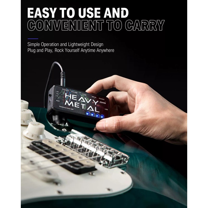 Donner Heavy Metal Guitar Headphone Amplifier USB Rechargeable Mini Pocket