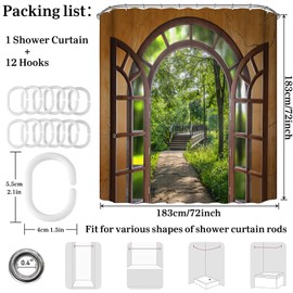 Simpomsy Garden Shower Curtain Woods Sunshine Gate Nature Scenery Shower Curtain Waterproof 3D Outdoor Scenery Bathroom Curtains Decoration with 12 Hook 180x180cm