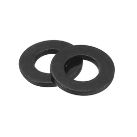 sourcing map 200Pcs M5 Flat Washer, Carbon Steel 5.3mm ID x 10mm OD x 1mm Thick for Bolt Screw, Factories Repair, Kitchens, Shops, and Outdoor Construction, Black