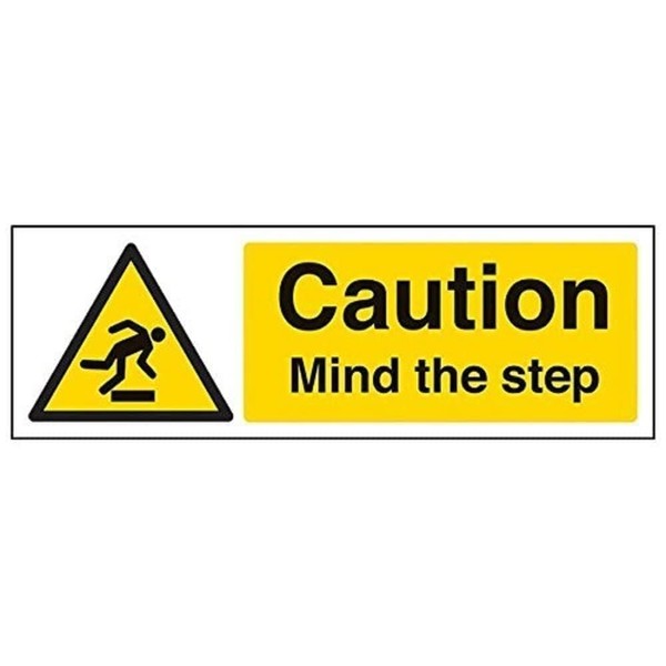 V Safety Caution Mind The Step Sign - Landscape -