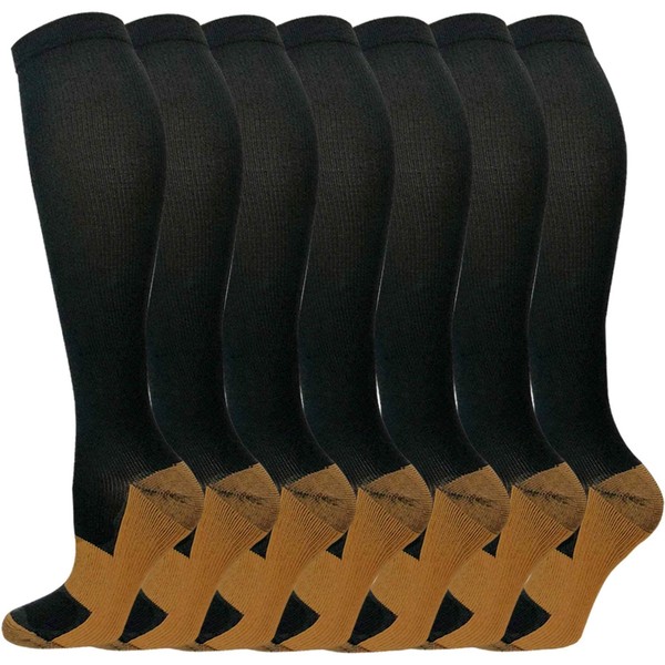 7 Pairs Medical Copper Compression Socks for Men & Women-Graduated