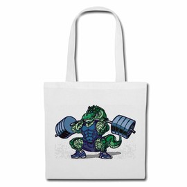 'Shoulder bag "Strong Crocodile Alligator Weight Lifting Support Bodybuilding Alligatoren Alligator Crocodiles Reptiles Reptile Shopping Bag School Bag Gym Bag in White