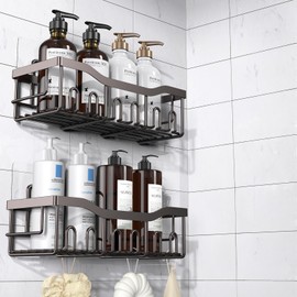 Shower Caddy 2 Pack,Adhesive Shower Organizer for Bathroom Storage&Home Decor&Kitchen organizers and storage,No Drilling,Large Capacity,Rustproof Stainless Steel Bathroom Organizer,Bathroom Decor Sets