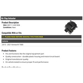Marketplace Auto Parts - Air Flap Actuator - Compatible with 2013-2021 Kenworth T680
