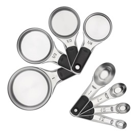 Oxo 11180500 Juego Tazas Cucharas Medidoras Acero, Multicolor, 8 Piezas