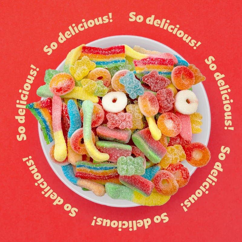 Sour Gummy Candy Mix | 2-Pound Pack | Belts, Peach
