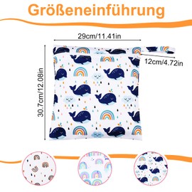 Kaisibum Pack of 3 Wet Bags, Wet Bag, Nursery Nappy Bag, Reusable Organiser Bags with Zip for Baby, Toddler, Nappies, Travel, Gym, Beach, Pool, Colourful, Cartoon