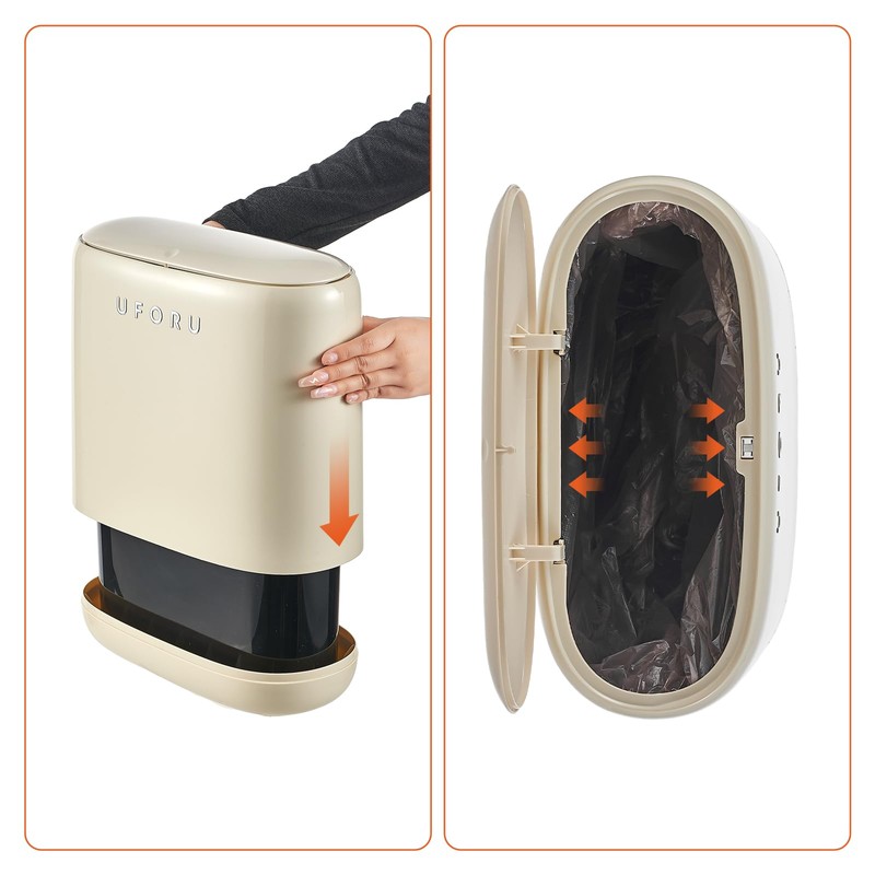 UFORU Bathroom Trash Can, 3.2 Gallon Slim Trash Can with